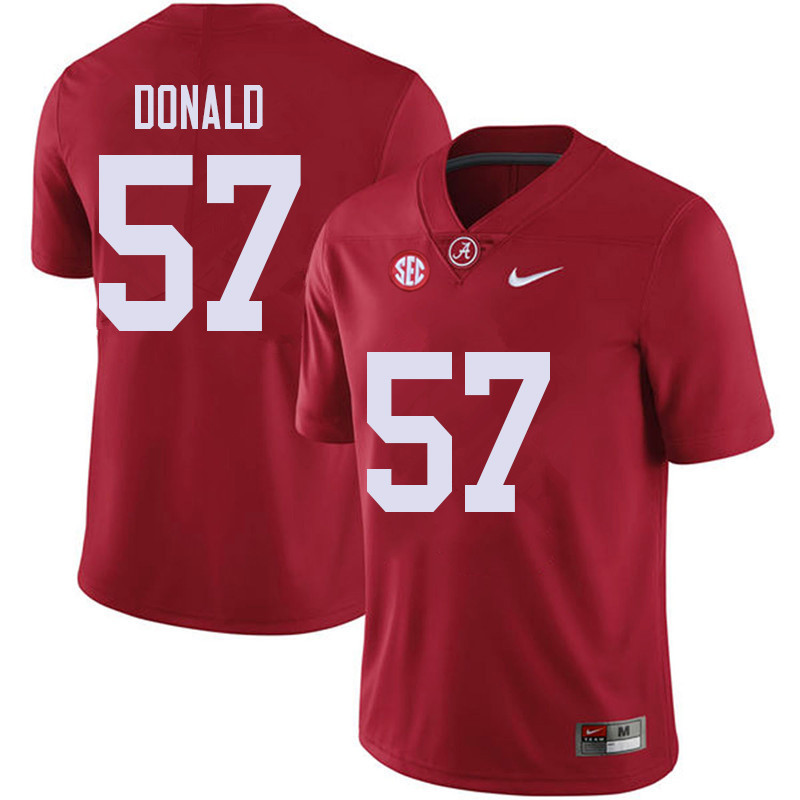 Alabama Crimson Tide Men's Joe Donald #57 Red NCAA Nike Authentic Stitched 2018 College Football Jersey OS16X36LP